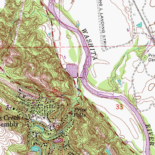 Topographic Map of Falls Creek, OK