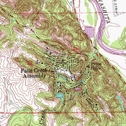 Topographic Map of Falls Creek Assembly, OK