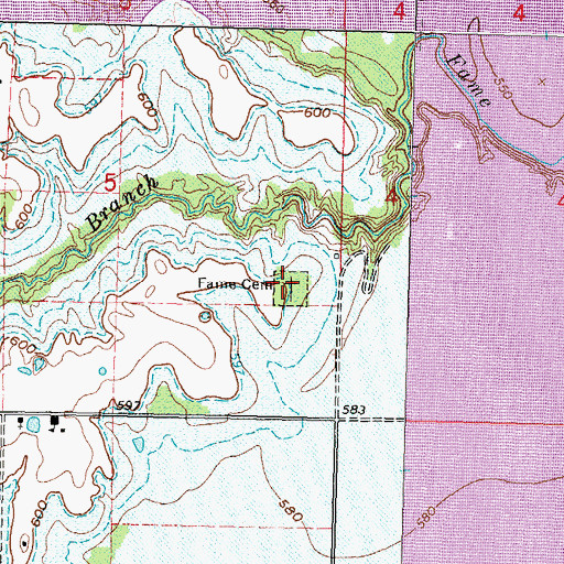 Topographic Map of Fame Cemetery, OK