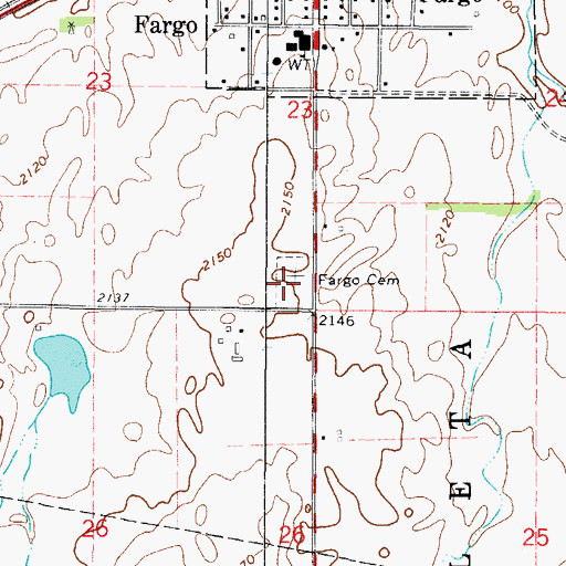 Topographic Map of Fargo Cemetery, OK