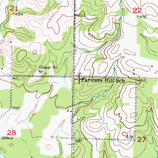 Topographic Map of Farmers Hill School, OK