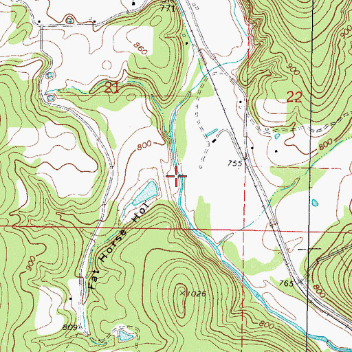 Topographic Map of Fat Horse Hollow, OK