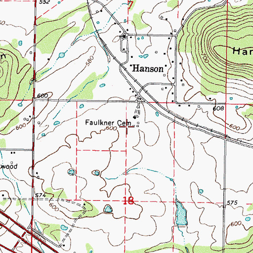 Topographic Map of Faulkner Cemetery, OK