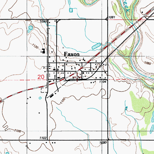 Topographic Map of Faxon, OK