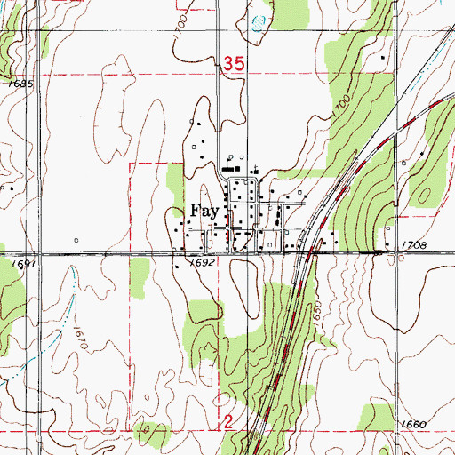 Topographic Map of Fay, OK