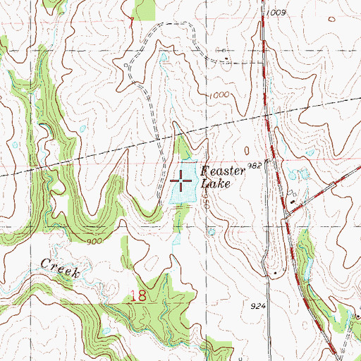 Topographic Map of Feaster Lake, OK