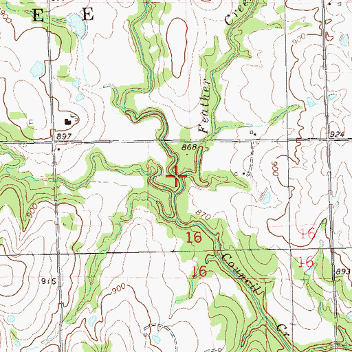 Topographic Map of Feather Creek, OK