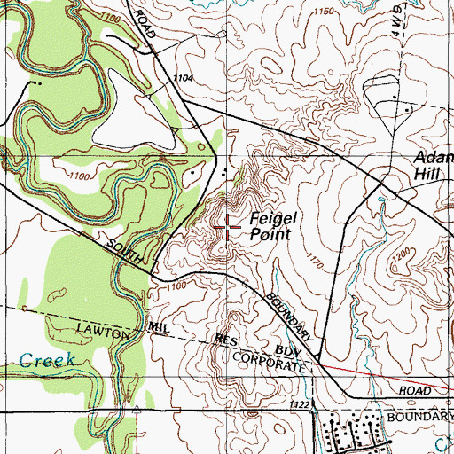 Topographic Map of Feigel Point, OK