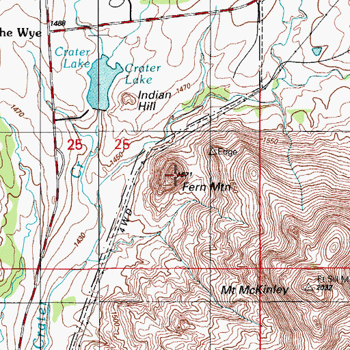 Topographic Map of Fern Mountain, OK