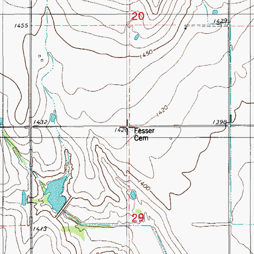 Topographic Map of Fesser Cemetery, OK