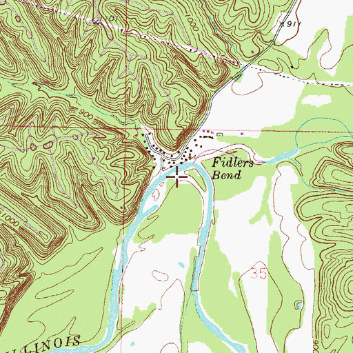 Topographic Map of Fidlers Bend, OK