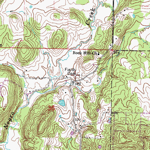Topographic Map of Fields Cemetery, OK