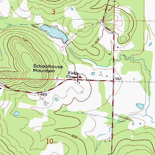 Topographic Map of Fields Chapel, OK