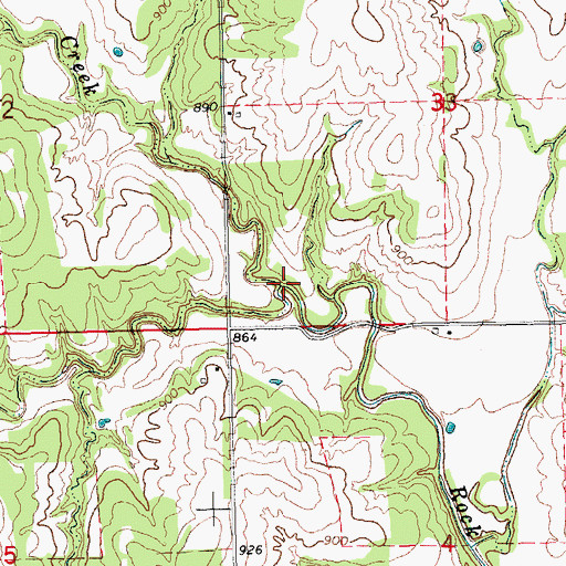 Topographic Map of Fiftytwo Creek, OK