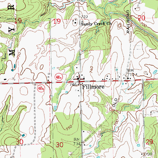 Topographic Map of Fillmore, OK