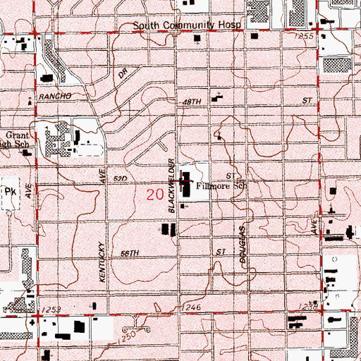 Topographic Map of Fillmore Elementary School, OK