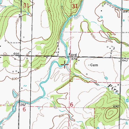 Topographic Map of Fire Branch, OK