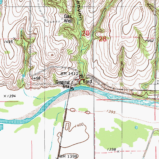Topographic Map of Fire Canyon, OK