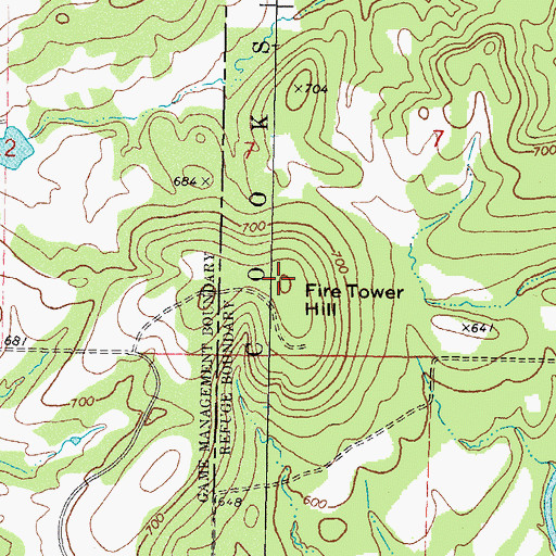Topographic Map of Fire Tower Hill, OK