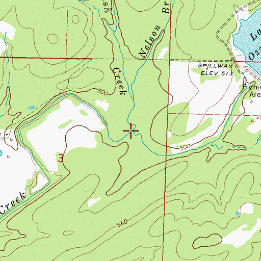 Topographic Map of Fish Creek, OK