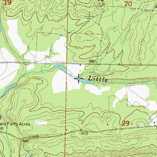 Topographic Map of Fisher Branch, OK