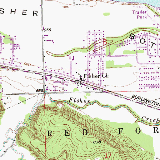 Topographic Map of Fisher Church, OK