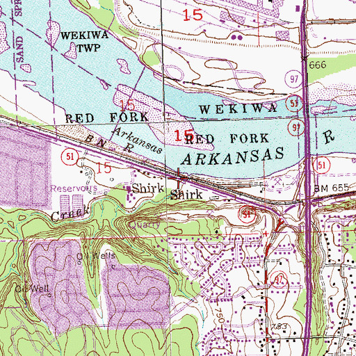 Topographic Map of Fisher Creek, OK