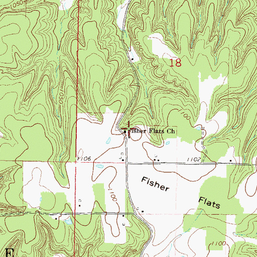 Topographic Map of Fisher Flats Church, OK