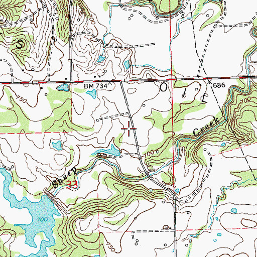 Topographic Map of Fitts Oil Field, OK