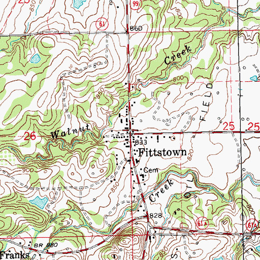 Topographic Map of Fittstown, OK