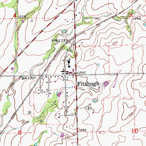 Topographic Map of Fitzhugh, OK