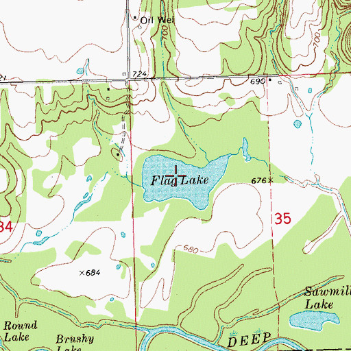 Topographic Map of Flag Lake, OK