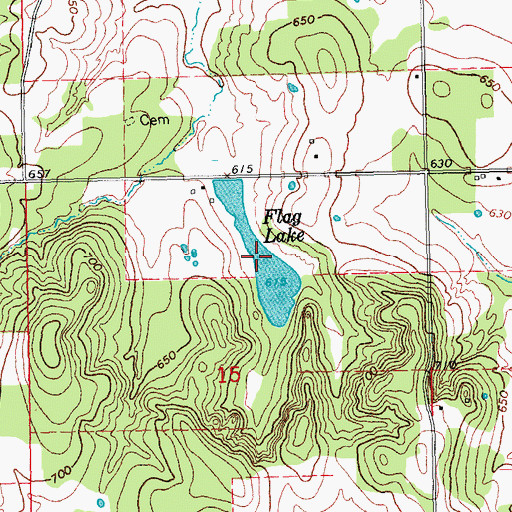 Topographic Map of Flag Lake, OK