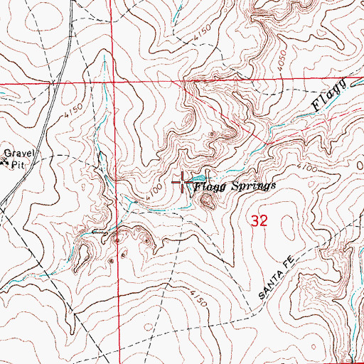 Topographic Map of Flagg Springs, OK