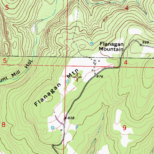 Topographic Map of Flanagan Mountain, OK