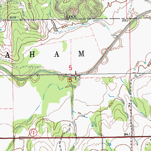 Topographic Map of Flat Creek, OK