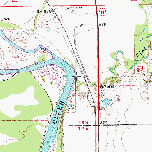 Topographic Map of Flat Creek, OK