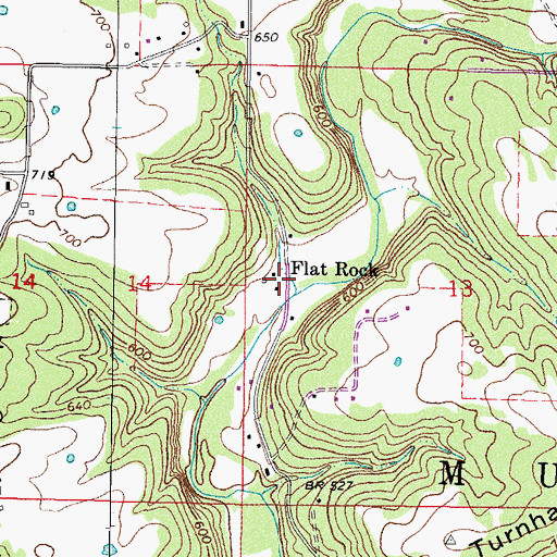 Topographic Map of Flat Rock, OK