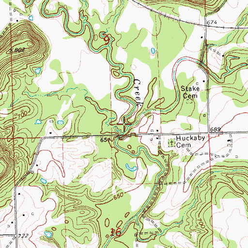 Topographic Map of Flat Rock Creek, OK