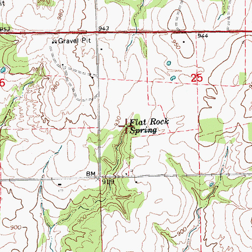 Topographic Map of Flat Rock Spring, OK