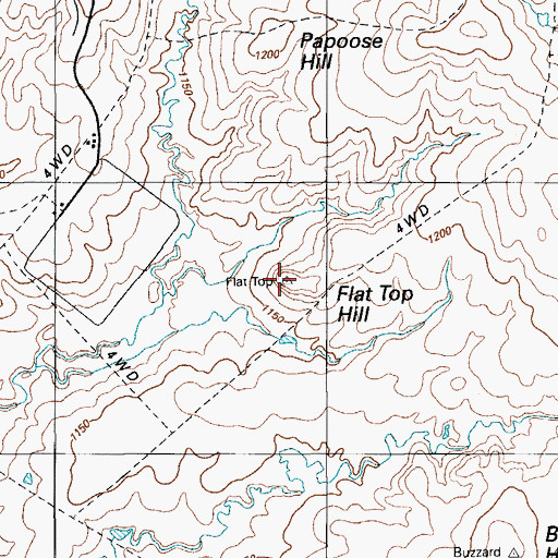 Topographic Map of Flat Top Hill, OK