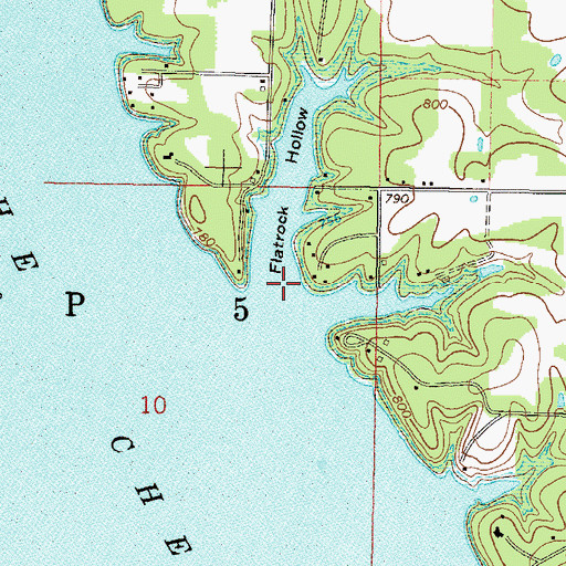 Topographic Map of Flatrock Hollow, OK