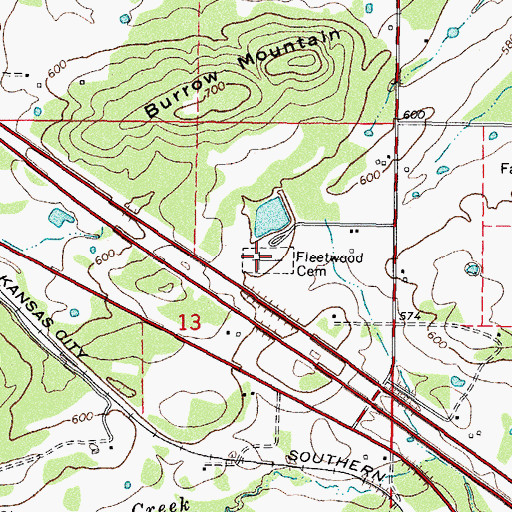 Topographic Map of Fleetwood Cemetery, OK