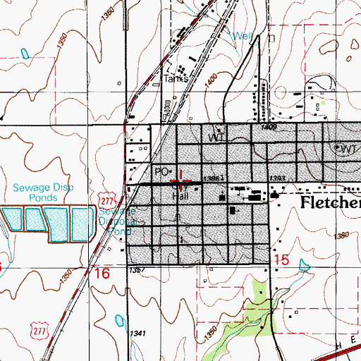 Topographic Map of Fletcher, OK