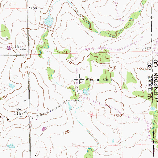 Topographic Map of Fletcher Cemetery, OK
