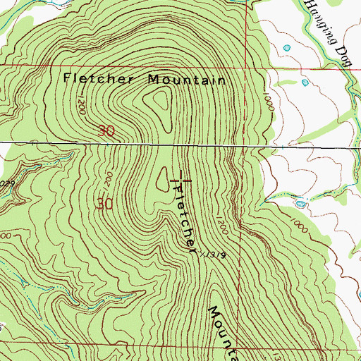 Topographic Map of Fletcher Mountain, OK