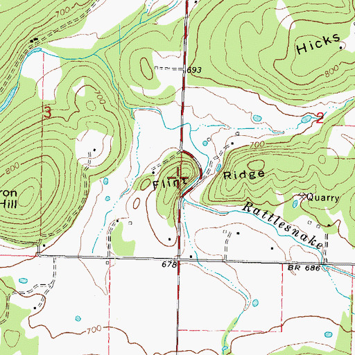 Topographic Map of Flint Ridge, OK