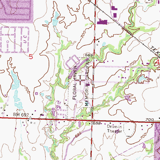 Topographic Map of Floral Haven Cemetery, OK