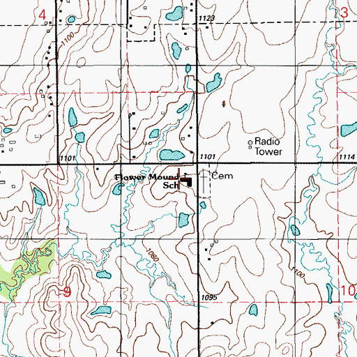 Topographic Map of Flower Mound Elementary School, OK