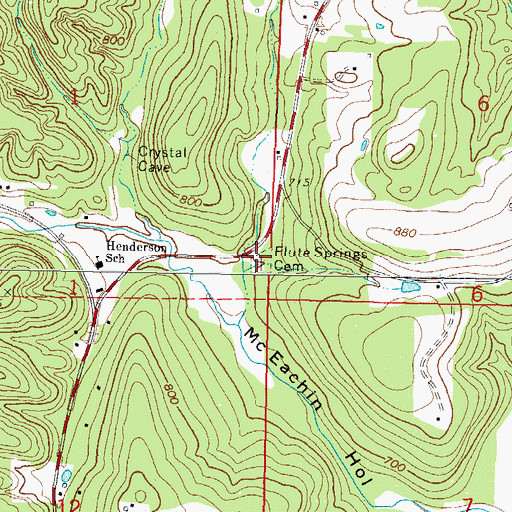 Topographic Map of Flute Springs Cemetery, OK
